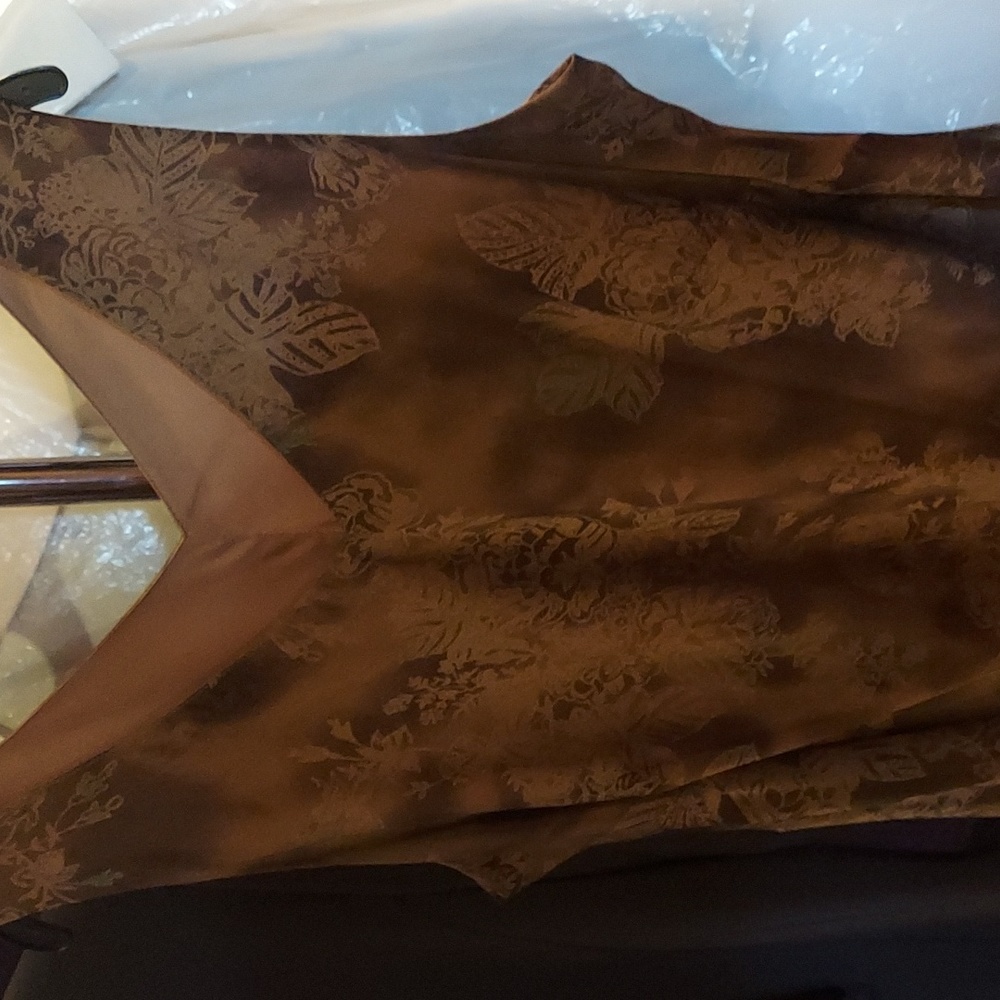 💥3/$50 Positive Attitude Women Brown Floral Polyester Long Sleeve Maxi Length - Picture 7 of 11